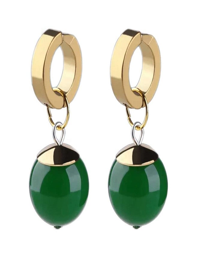 RAINDEWLL Goku Black Potara Earring,1 Pair Zamasu Agate Drop Earrings Green - Image 1